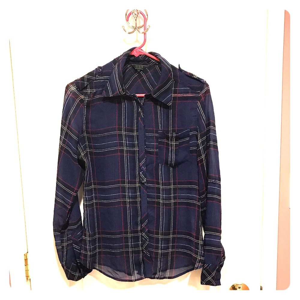 Guess blouse. Plaid.